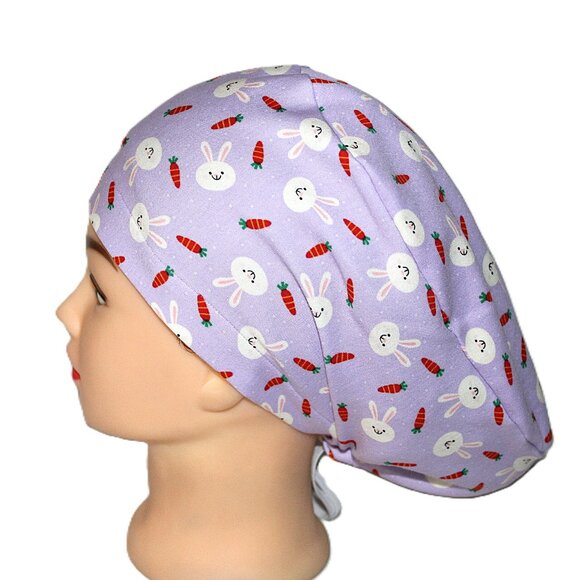 Handmade Easter Bunny Euro Scrub Cap, Soft, Stretchy Cotton Blend - Picture 3 of 7